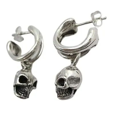 Dangle Punk Skull Sterling Silver Earrings