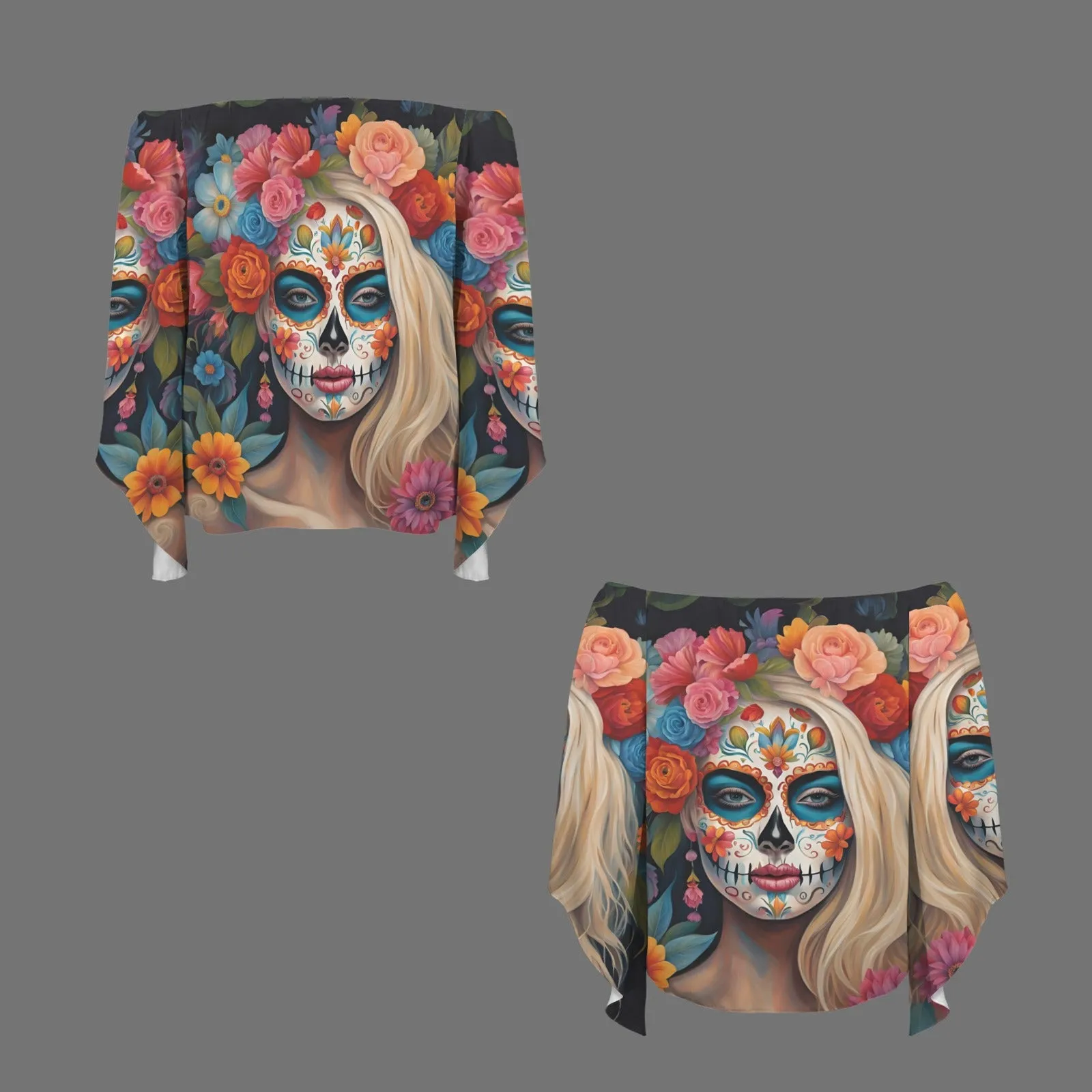 Day of the Dead Wildflower Off the Shoulder T-shirt, Dia de los muertos shirt, Witchy clothing, Sugar Skull shirt, Mexican shirt