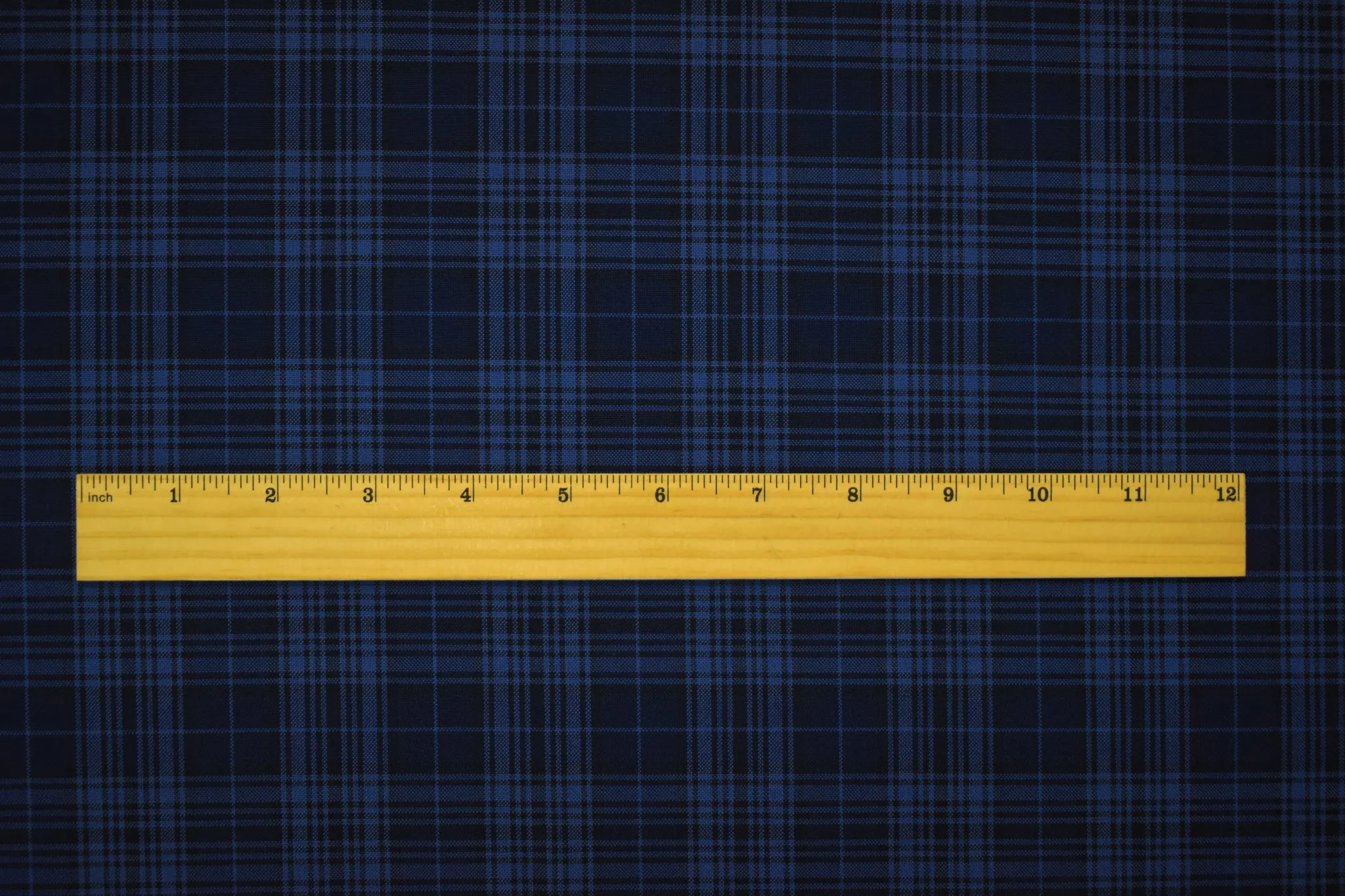 Deep Blue-Black Wool-Polyester Plaid Woven Shirting Fabric