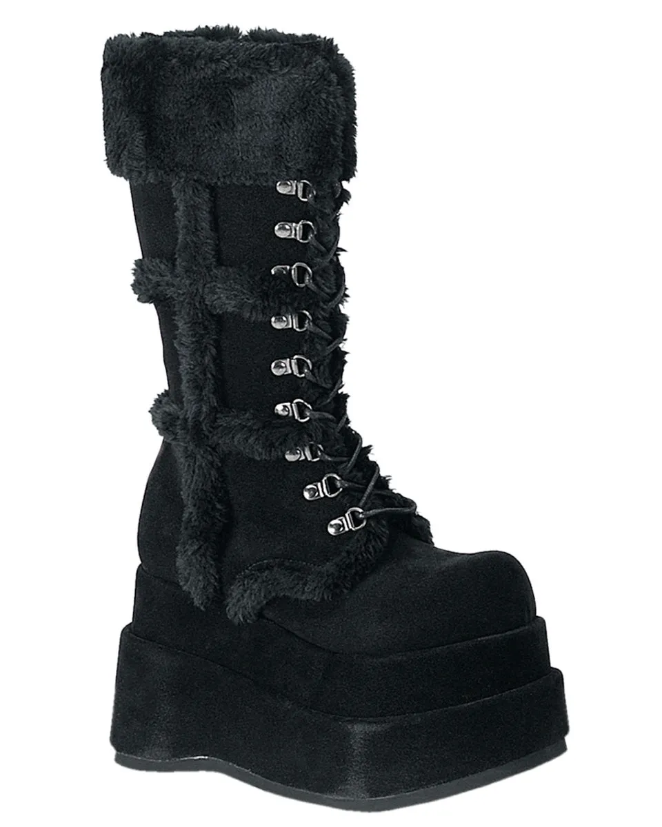 Demonia Black Bear Faux Fur Boots