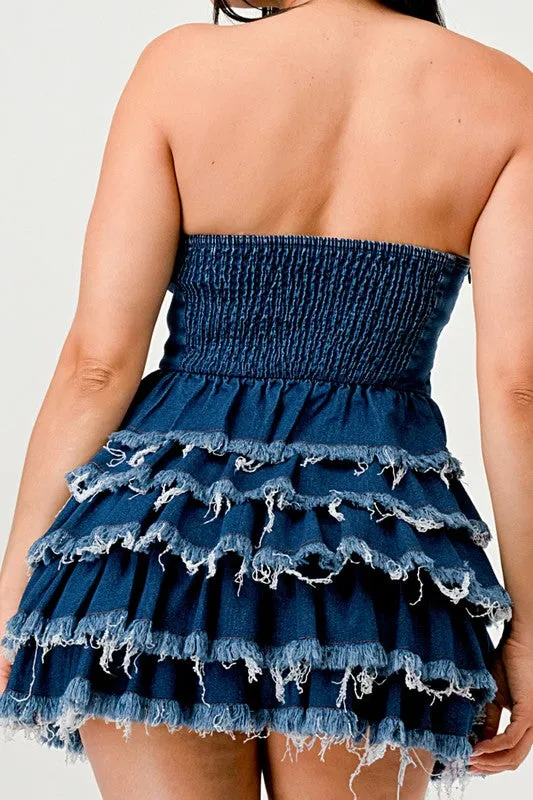 Denim Delight- Denim Tiered Ruffle Dress