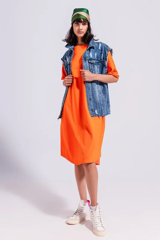 Denim Frayed Vest