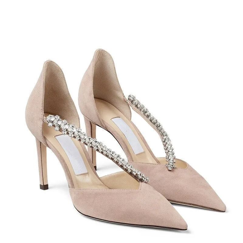 Design Suede High Heels Crystal Women Pumps