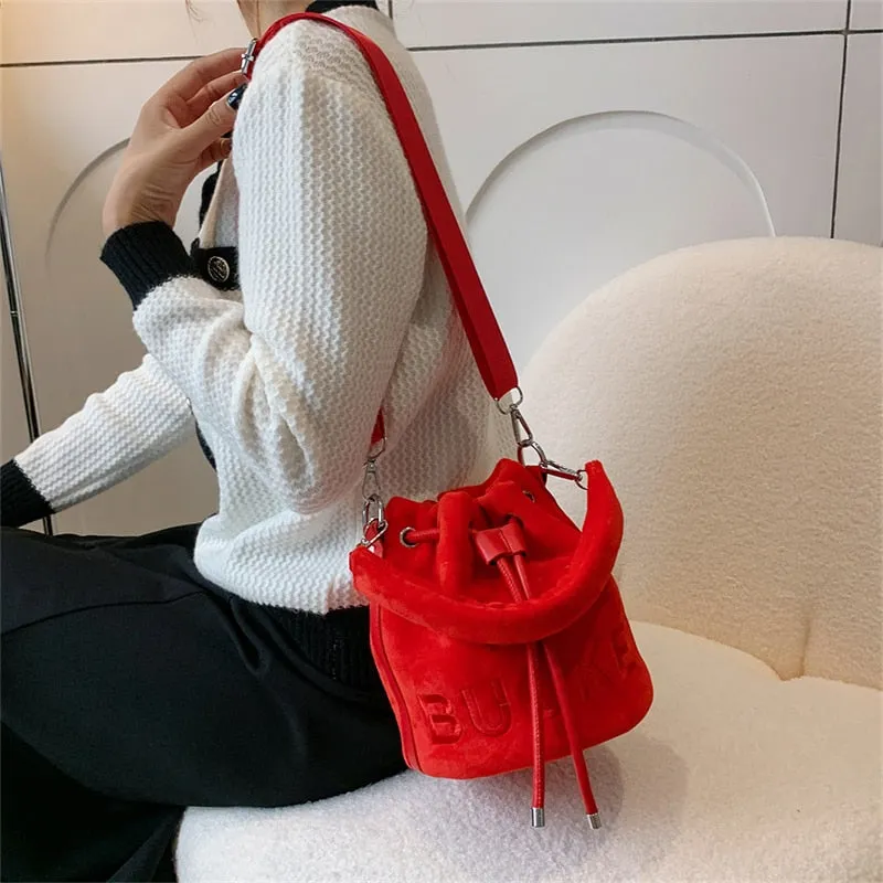 Designer VELOUR Bucket Shoulder Crossbody Bags