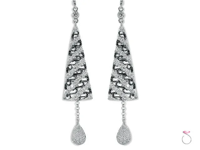 Diamond 1.26ct Cone Dangle Earrings in 18K