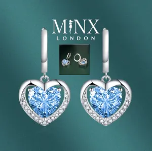 Diamond Earrings | Heart Earrings | Blue Diamond Heart Earrings | Womens Earrings | Heart earrings with Blue Diamonds | Hoop Earrings