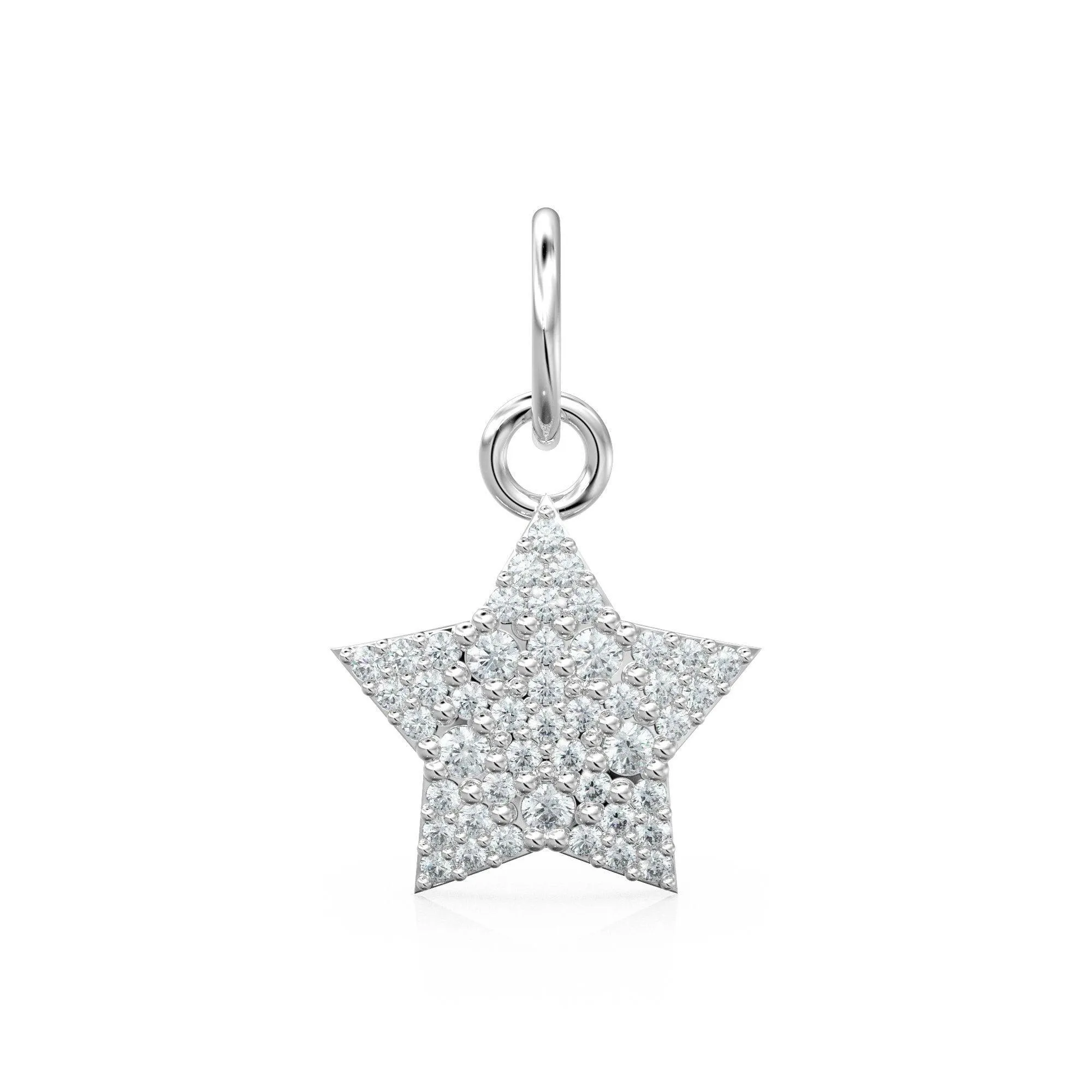 Diamond Solid Gold Pave Star Charm / 18k Gold Star Pendant / Petite Brilliant Diamond Charm / Solid Gold Star Charm / Charm for Bracelets