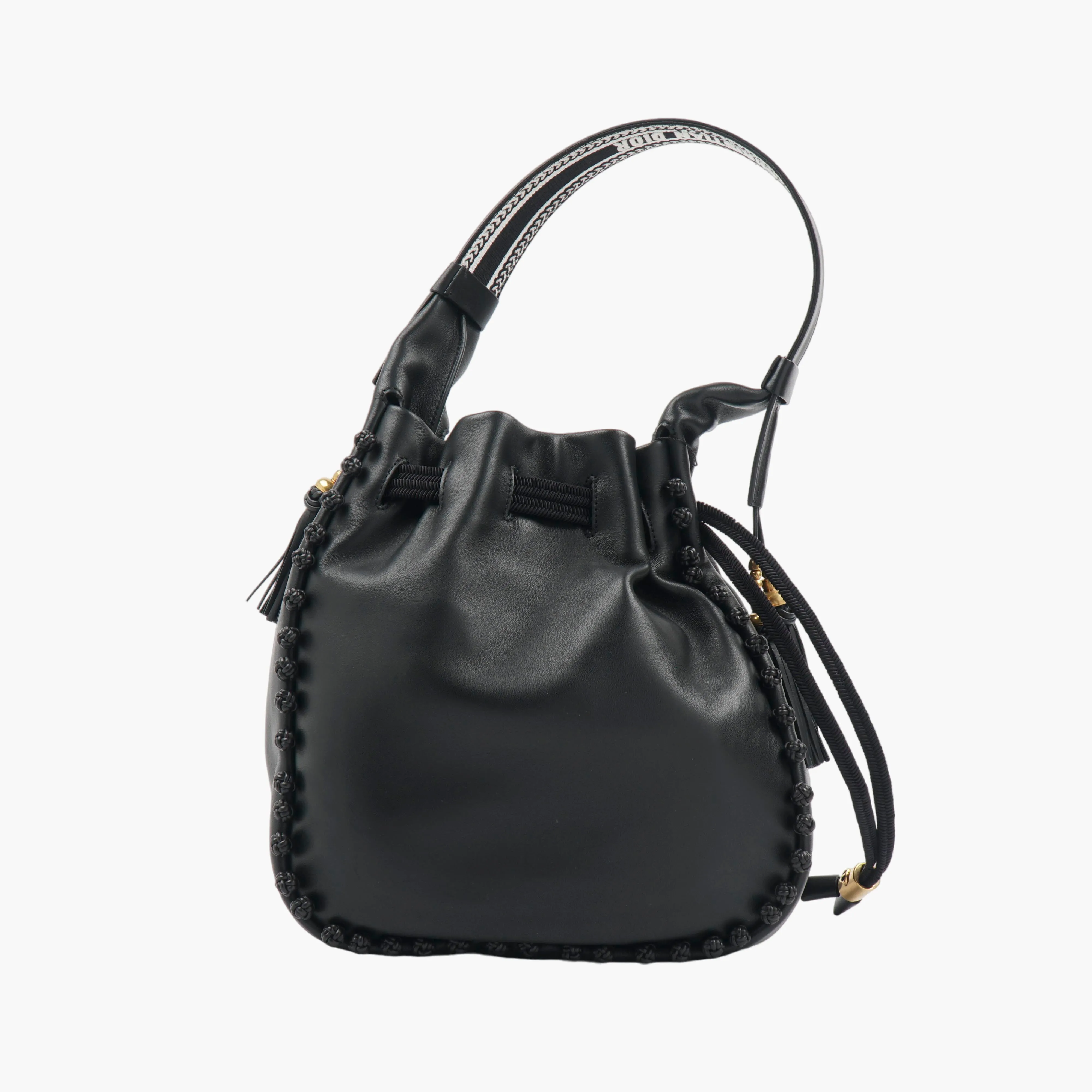 DIOR Black Leather Handbag with Tassel Detailing