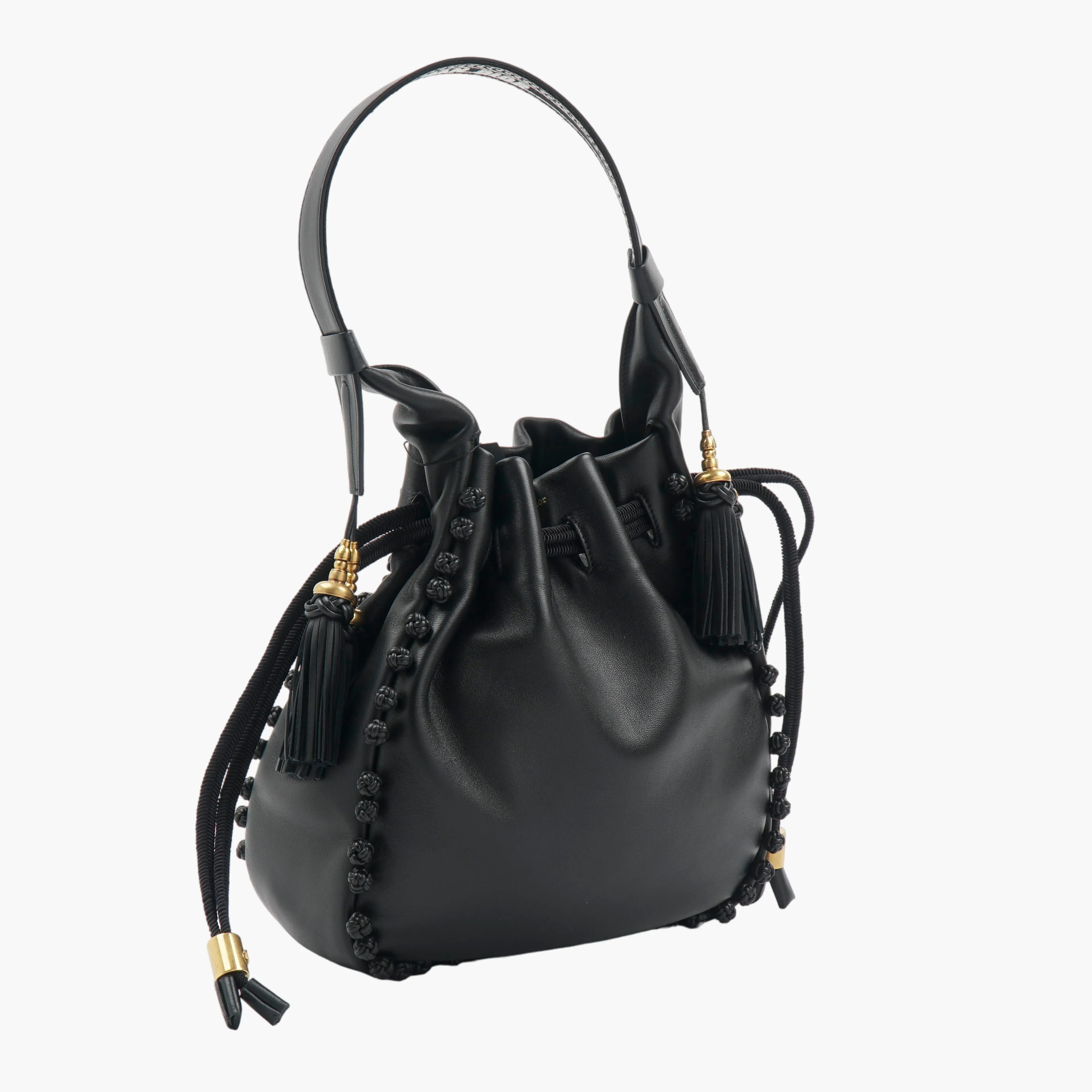 DIOR Black Leather Handbag with Tassel Detailing