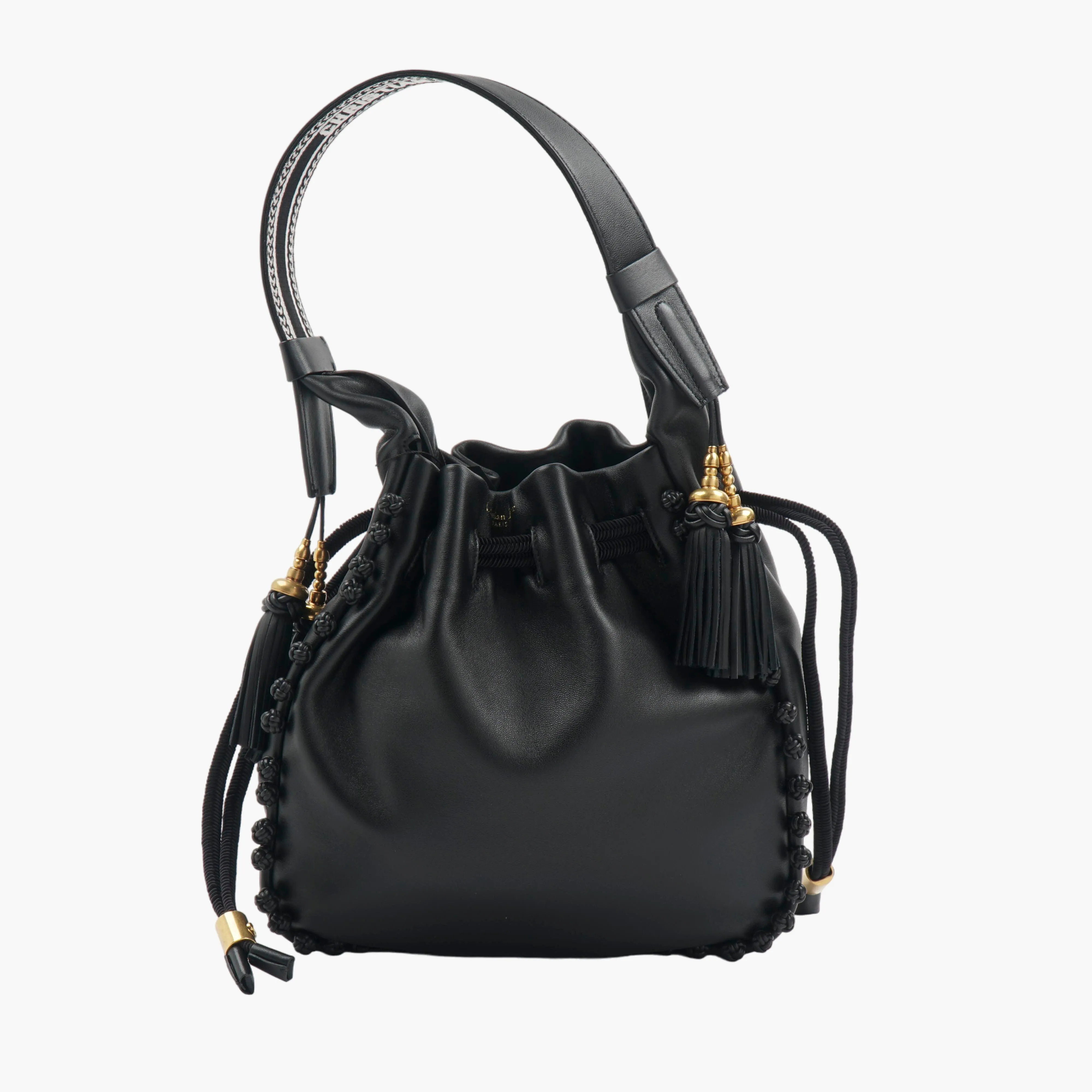 DIOR Black Leather Handbag with Tassel Detailing