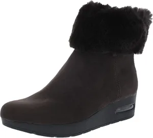 DKNY Womens Abri Faux Suede Faux Fur Booties Brown 7 Medium (B,M)