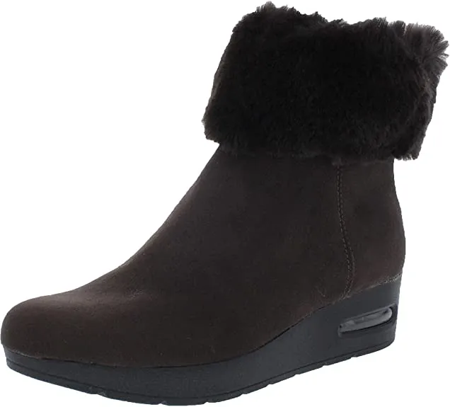DKNY Womens Abri Faux Suede Faux Fur Booties Brown 7 Medium (B,M)