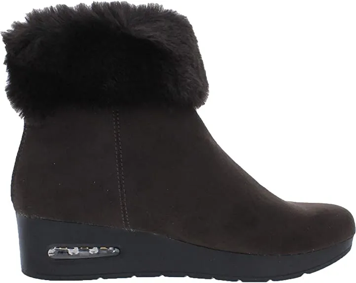 DKNY Womens Abri Faux Suede Faux Fur Booties Brown 7 Medium (B,M)