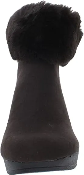 DKNY Womens Abri Faux Suede Faux Fur Booties Brown 7 Medium (B,M)