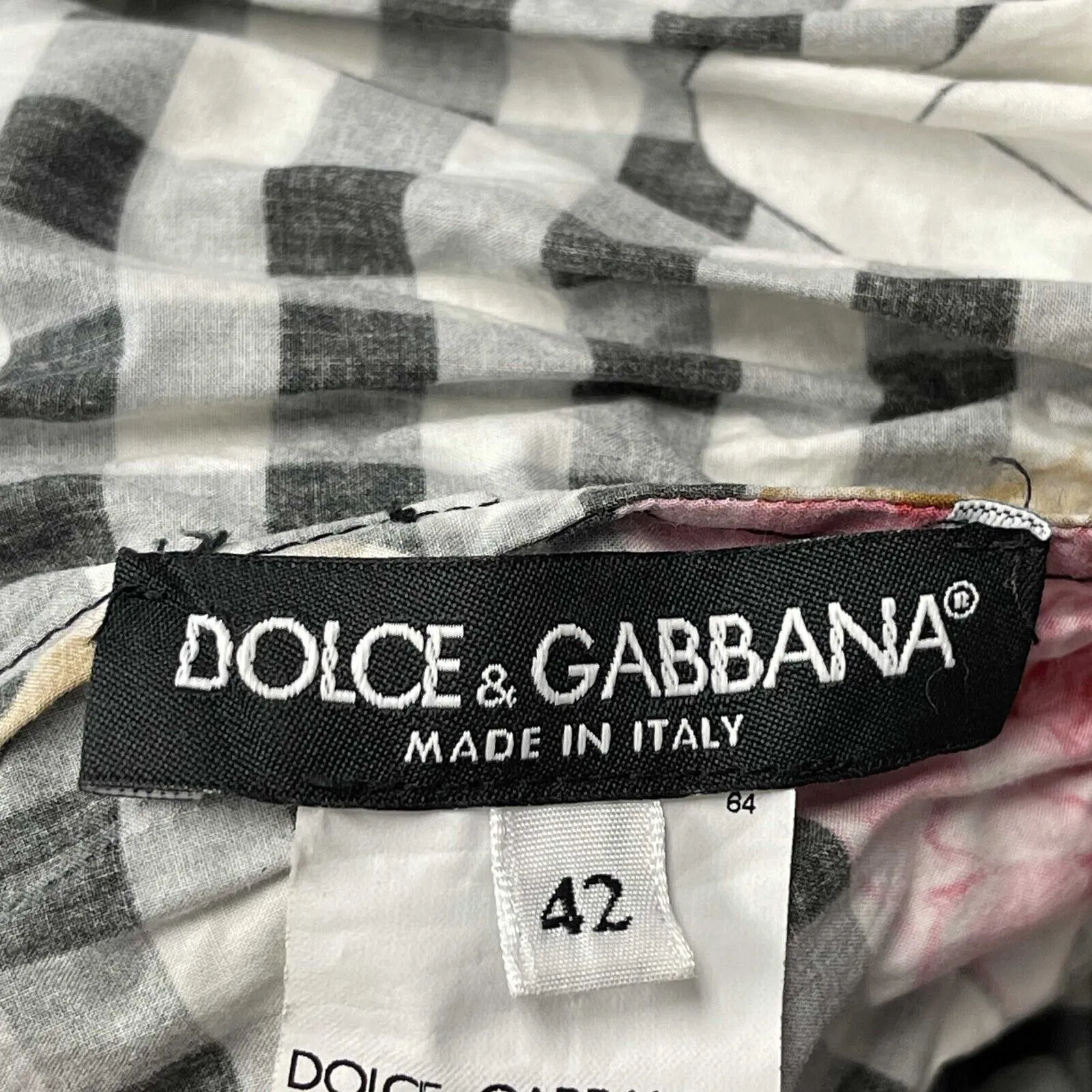Dolce & Gabbana -Cropped Off Shoulder Plaid Gingham print cotton IT 42 US 6 top