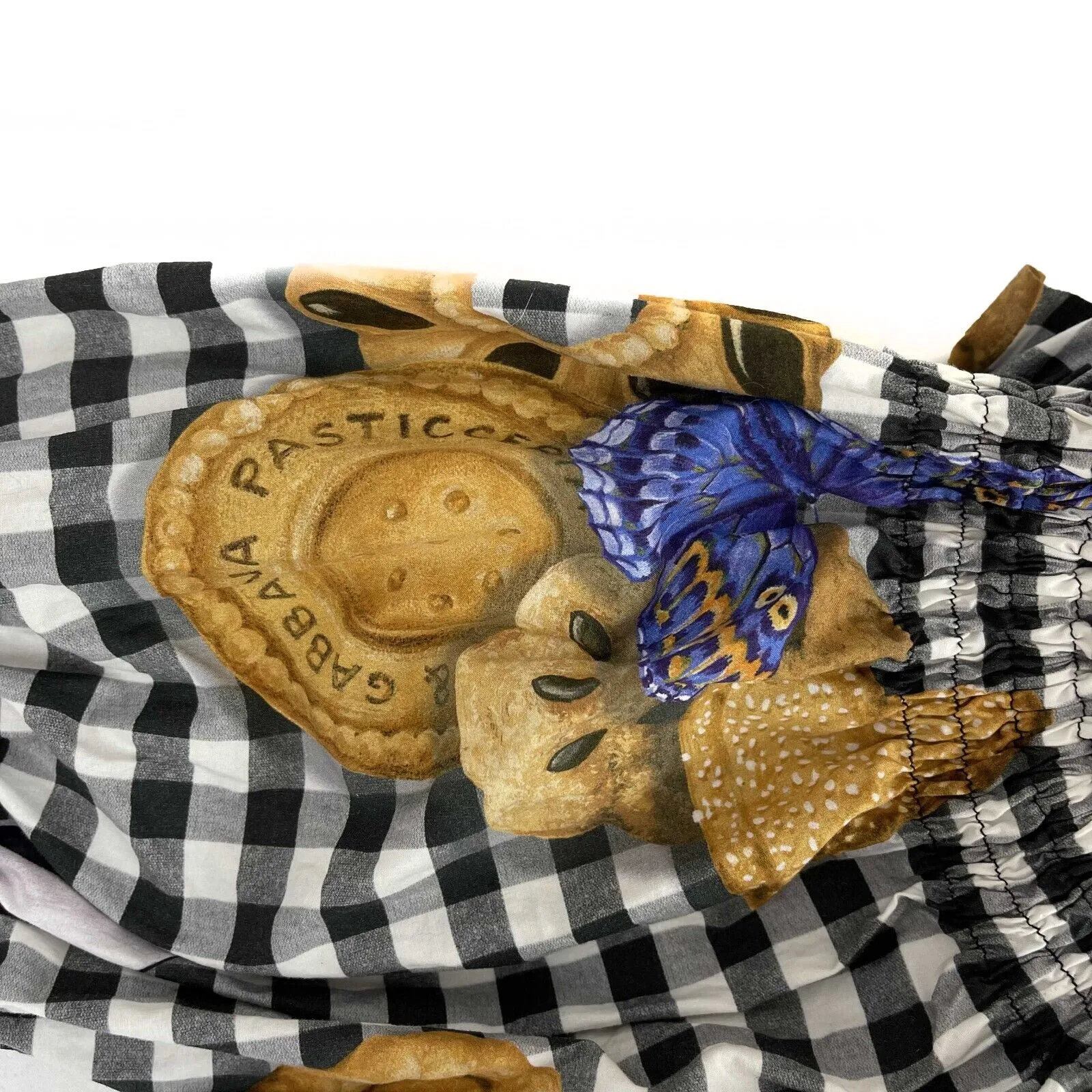 Dolce & Gabbana -Cropped Off Shoulder Plaid Gingham print cotton IT 42 US 6 top