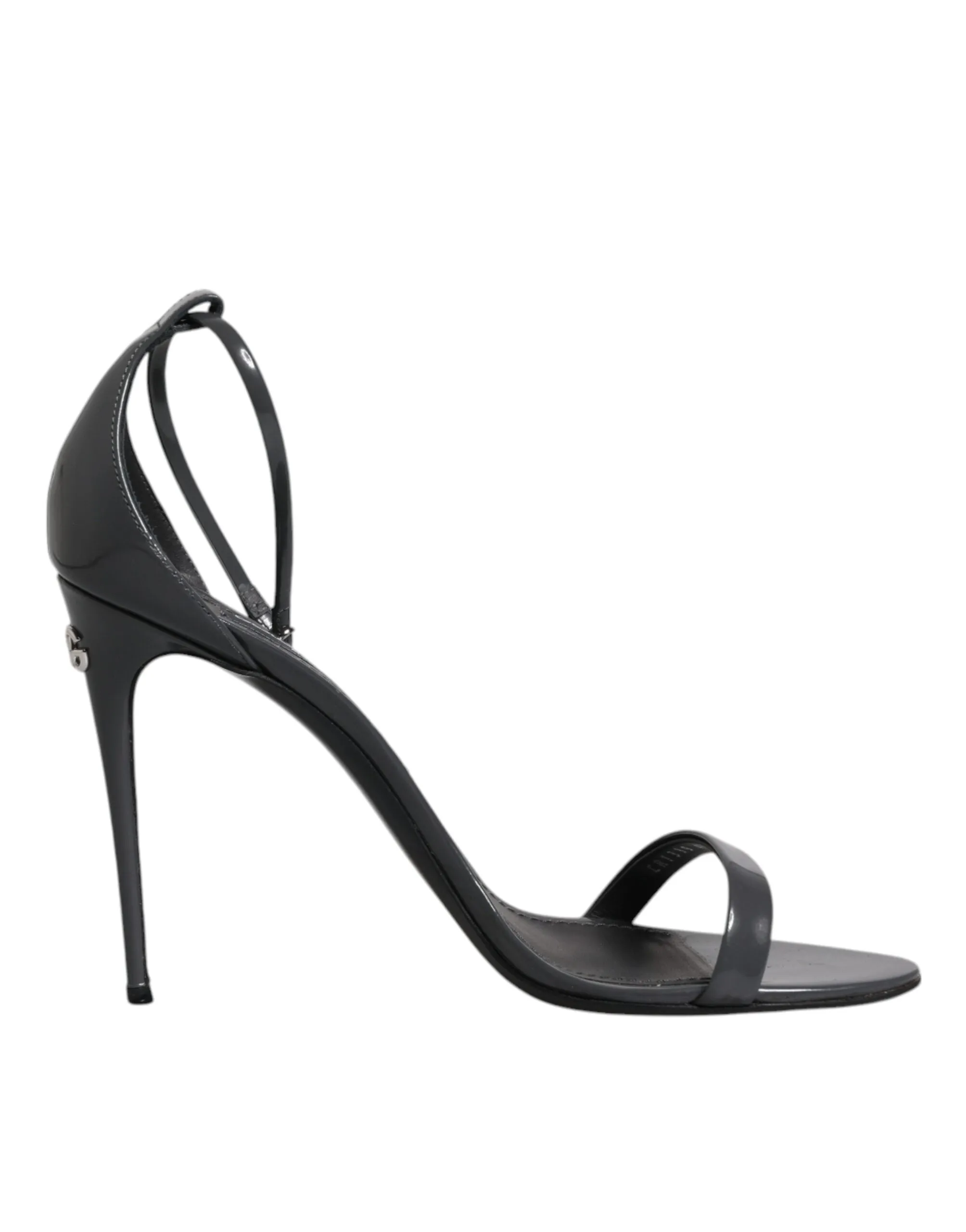 Dolce&Gabbana Women Dark Gray Sandals Leather Strappy High Heel Shoes Size EU 41