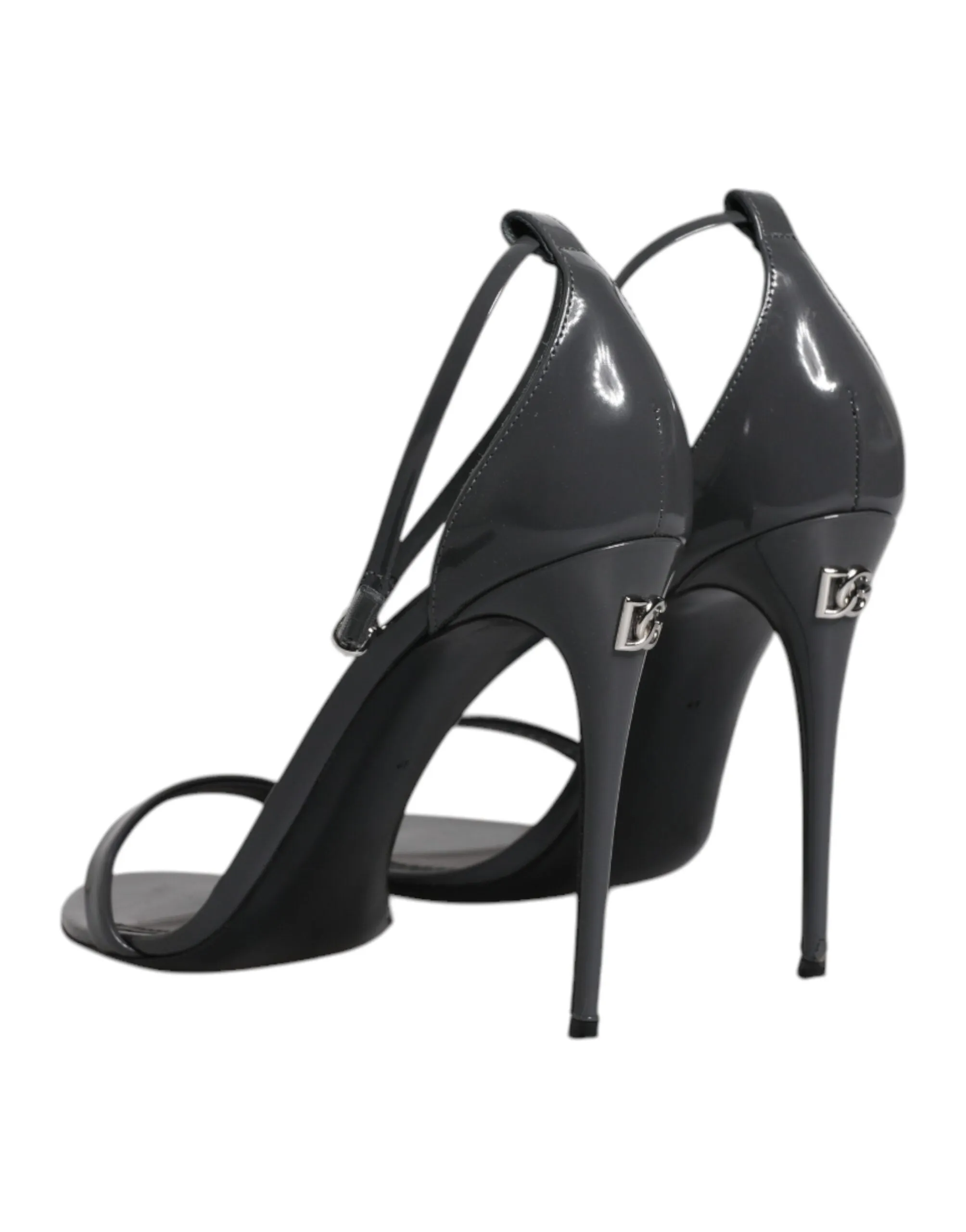Dolce&Gabbana Women Dark Gray Sandals Leather Strappy High Heel Shoes Size EU 41