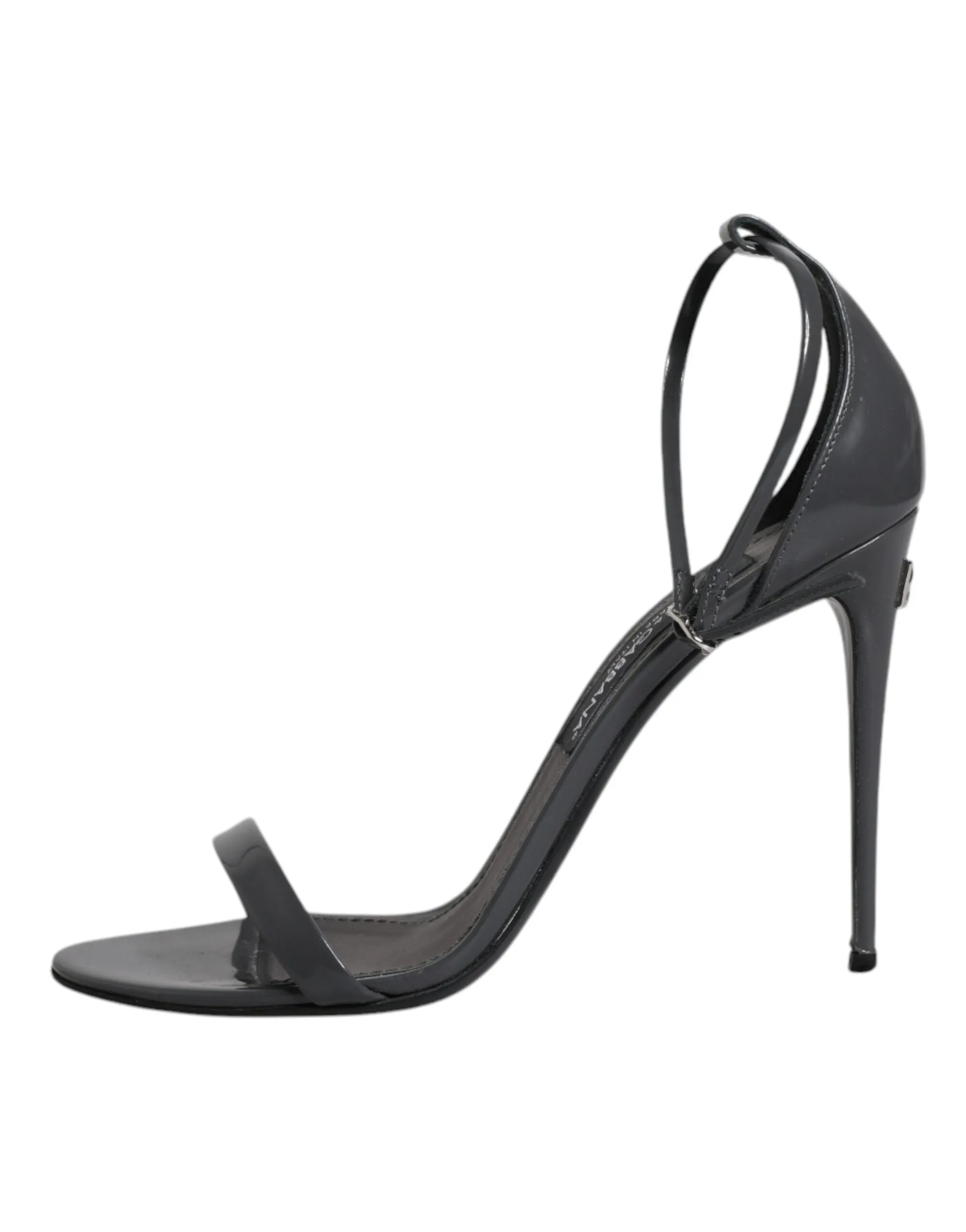Dolce&Gabbana Women Dark Gray Sandals Leather Strappy High Heel Shoes Size EU 41