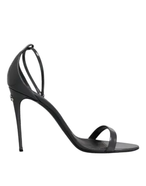 Dolce&Gabbana Women Dark Gray Sandals Leather Strappy High Heel Shoes Size EU 41