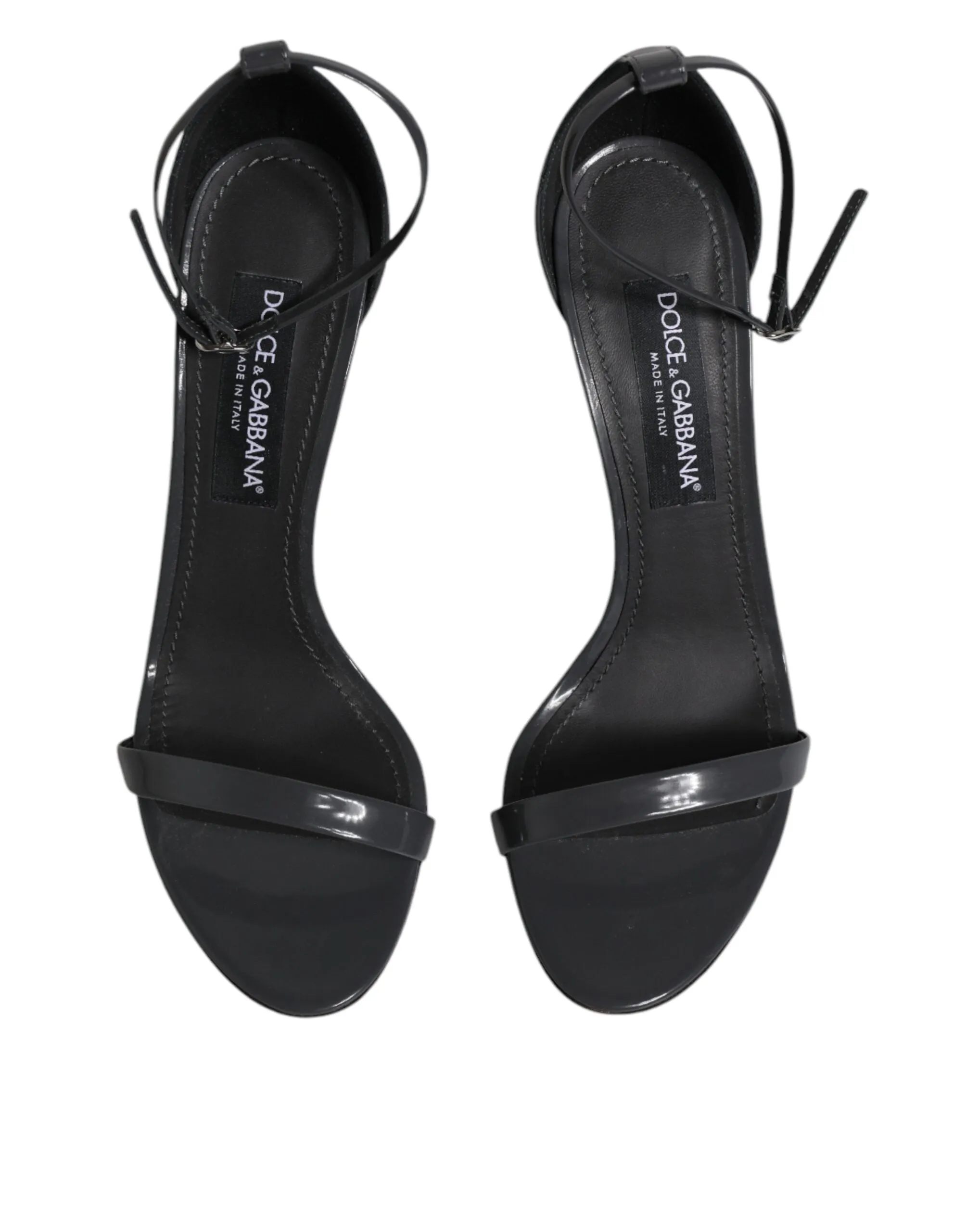 Dolce&Gabbana Women Dark Gray Sandals Leather Strappy High Heel Shoes Size EU 41