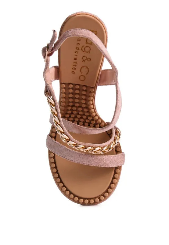 DOMEDA Metal Chain Mid Heel Sandal