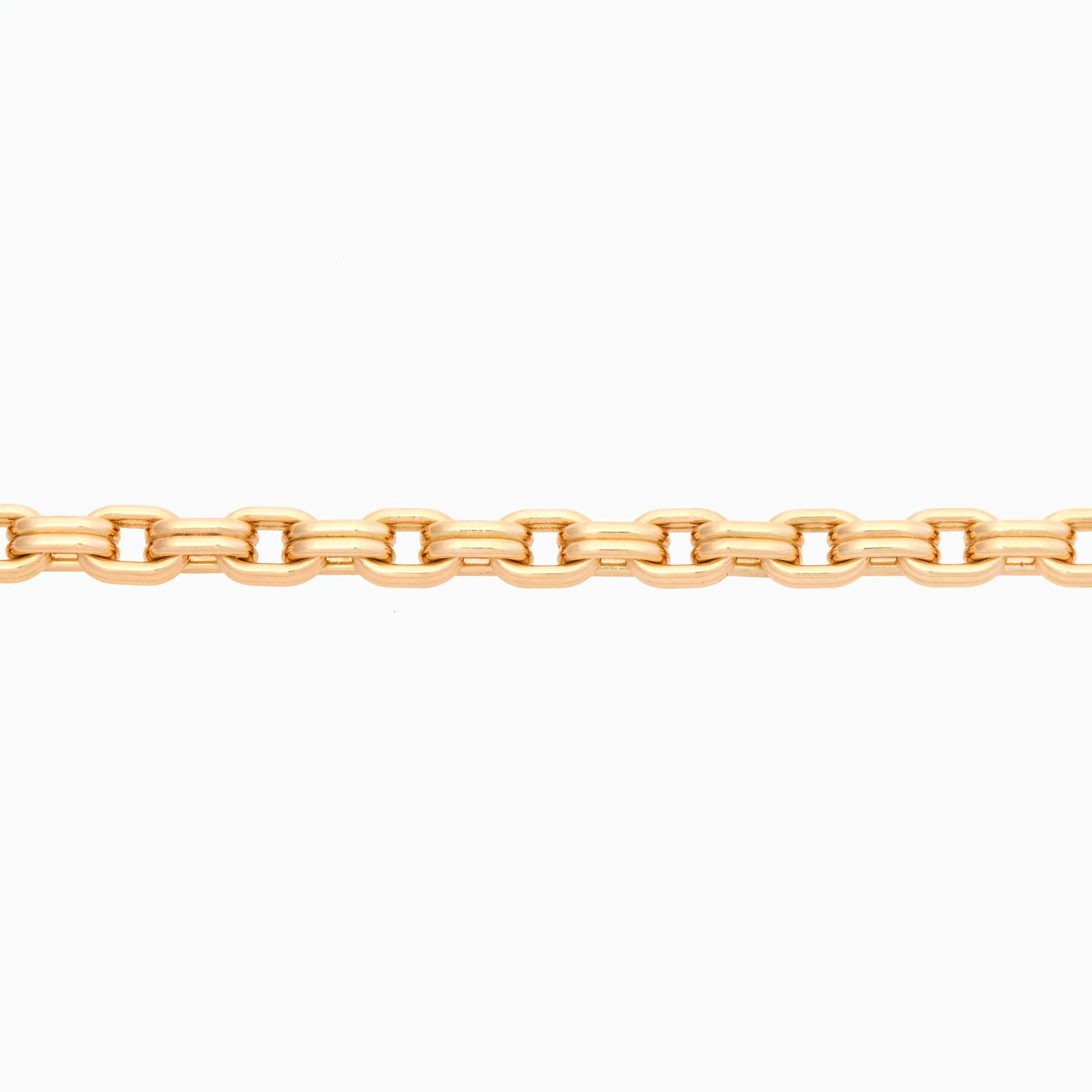 Double Box Chain Bracelet 18K Yellow Gold, Medium Link, 7.25"