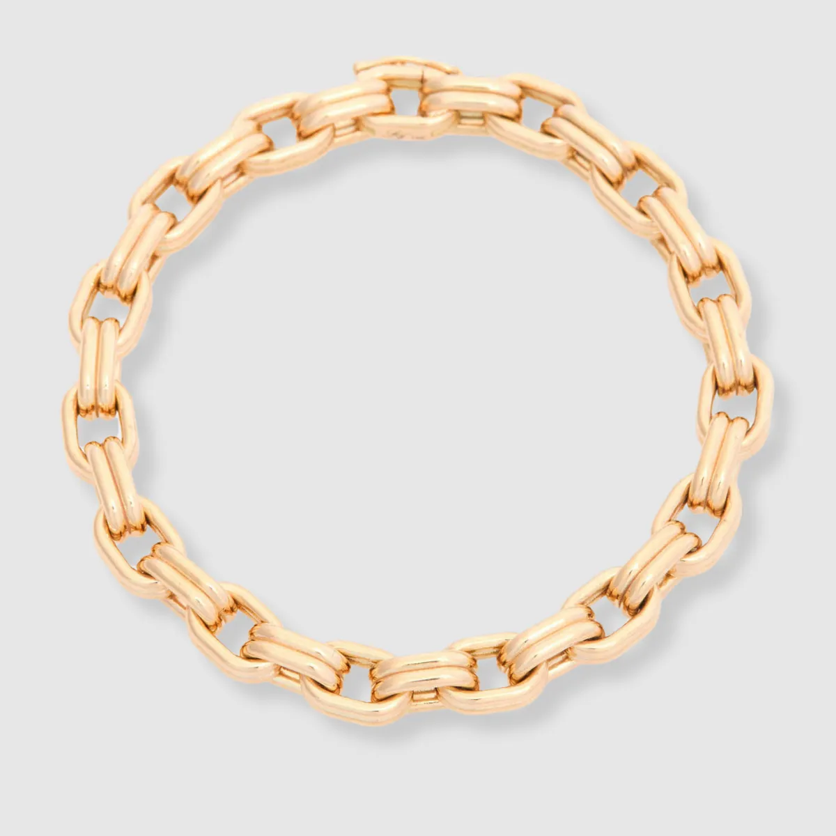 Double Box Chain Bracelet 18K Yellow Gold, Medium Link, 7.25"