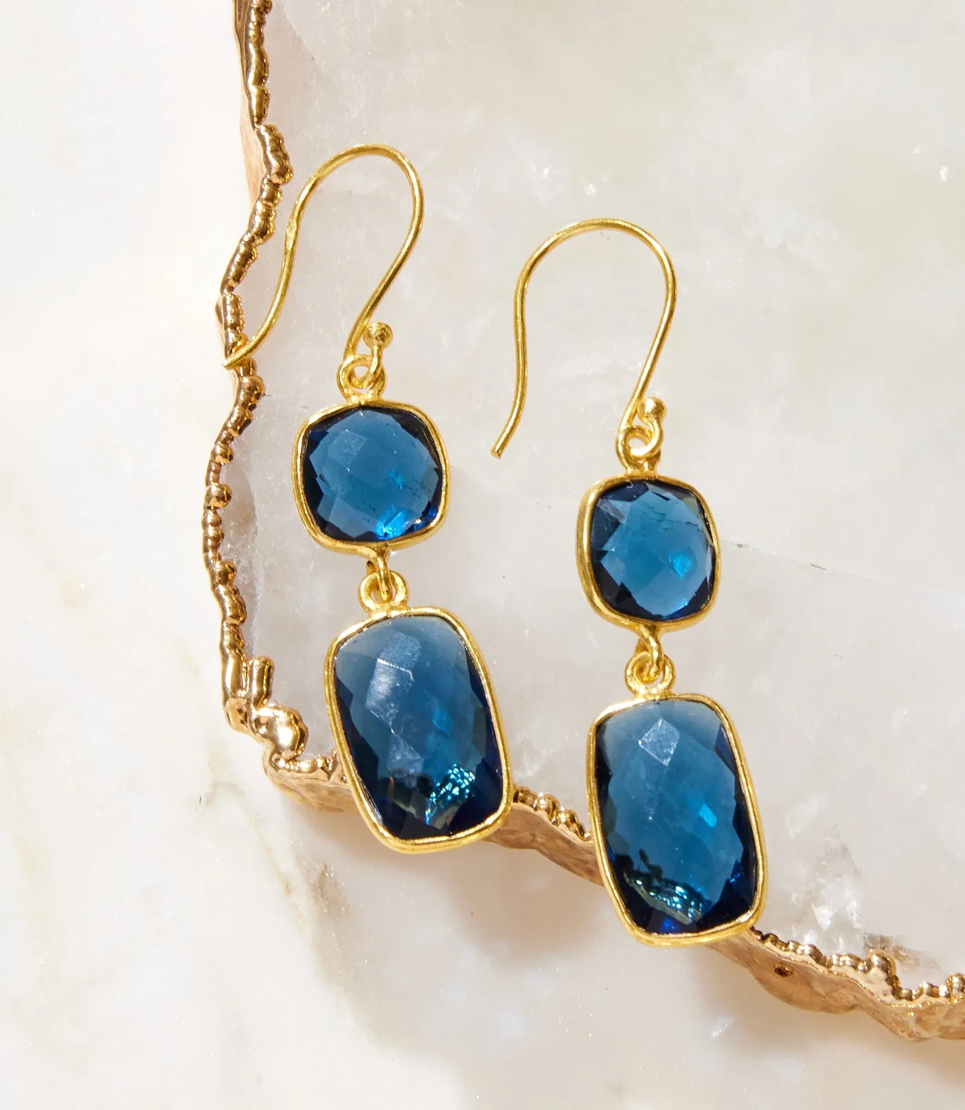 Double Drop Gemstone Earrings