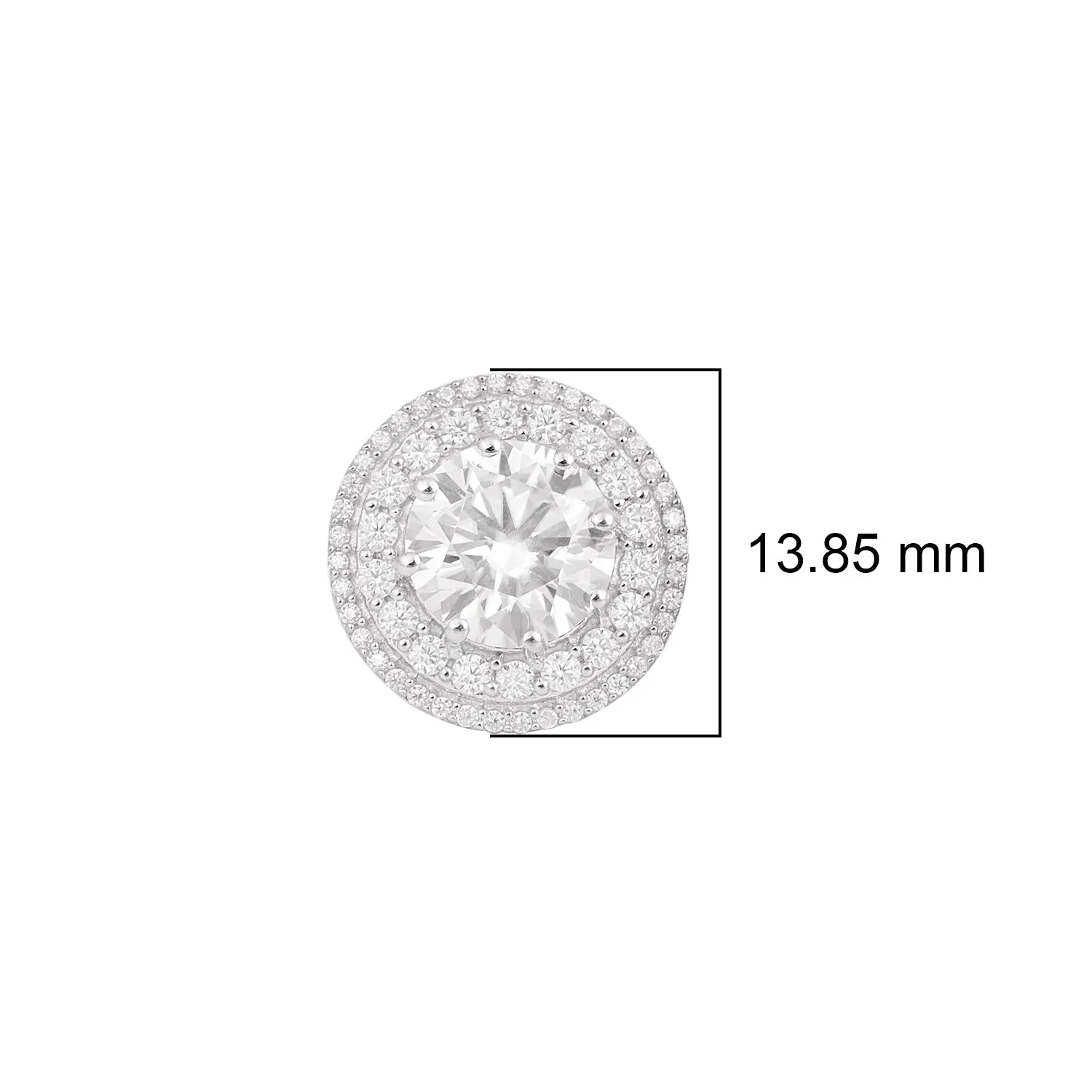 Double Halo Women Stud Round Shape Moissanite 925 Sterling Silver Earrings