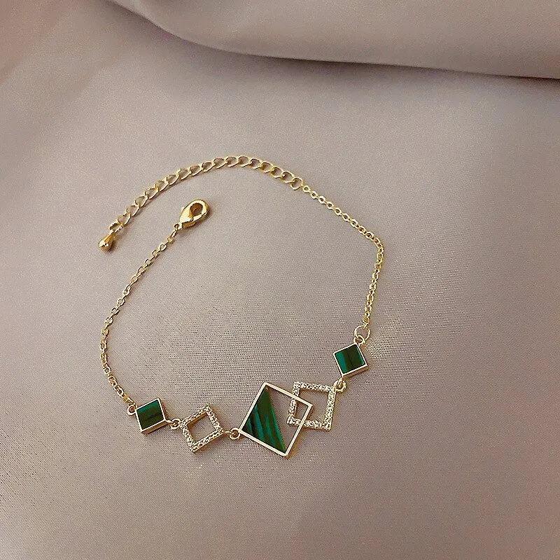 Double Layer Charm Chain Bracelet for Women Gold Wedding Jewelry