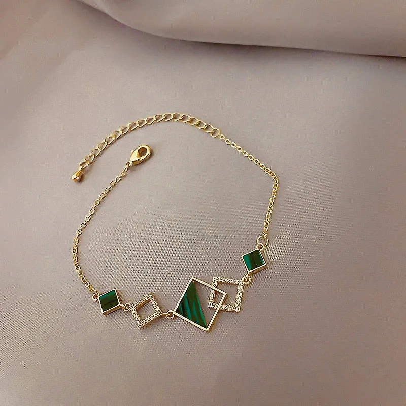 Double Layer Charm Chain Bracelet for Women Gold Wedding Jewelry