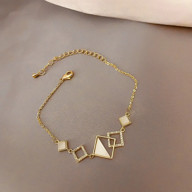 Double Layer Charm Chain Bracelet for Women Gold Wedding Jewelry