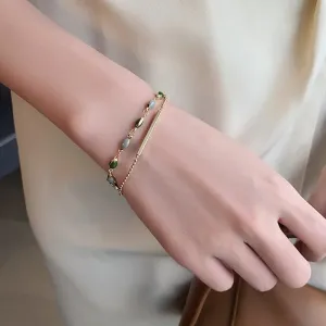 Double Layer Charm Chain Bracelet for Women Gold Wedding Jewelry