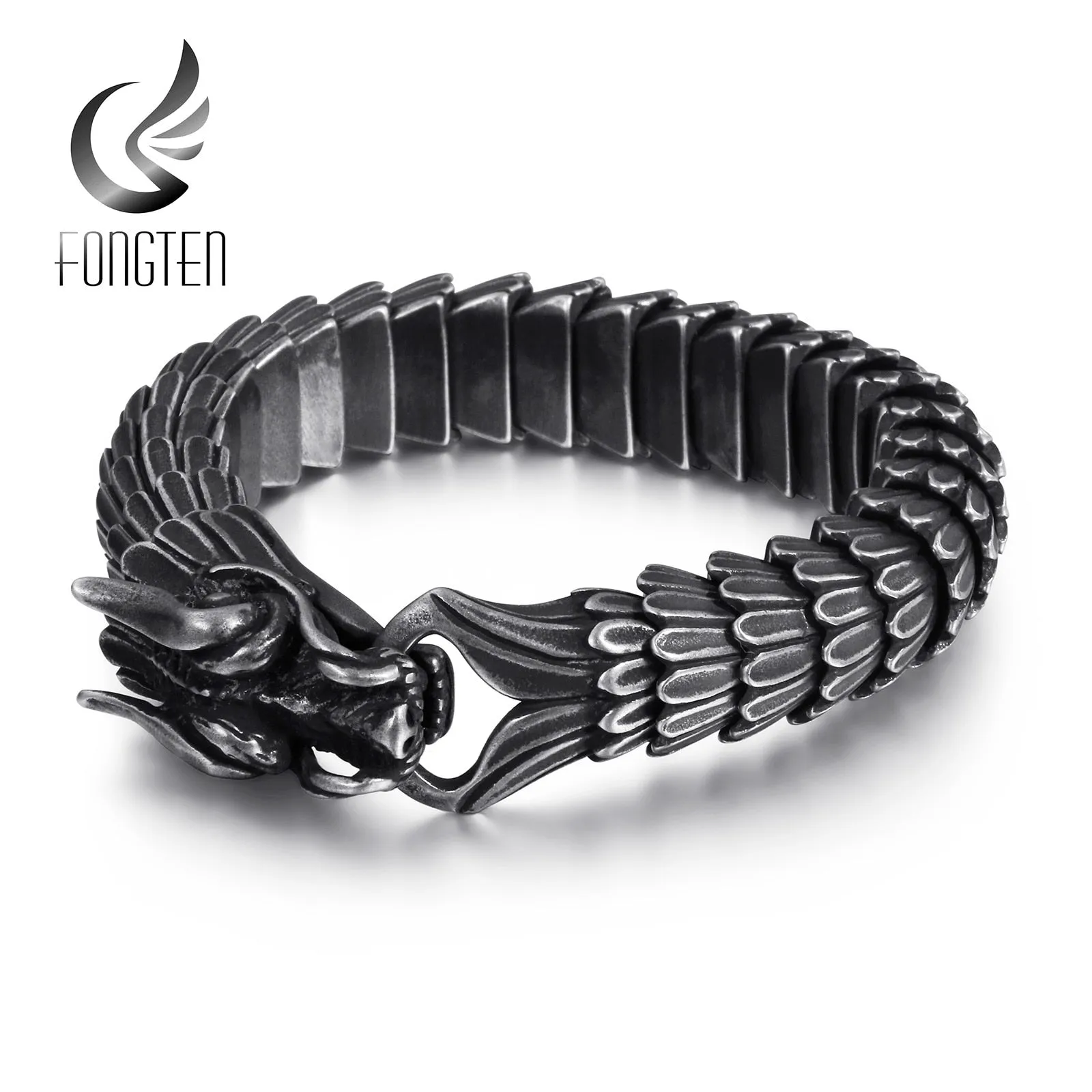 Dragon Link Chain Bracelet, Stainless Steel