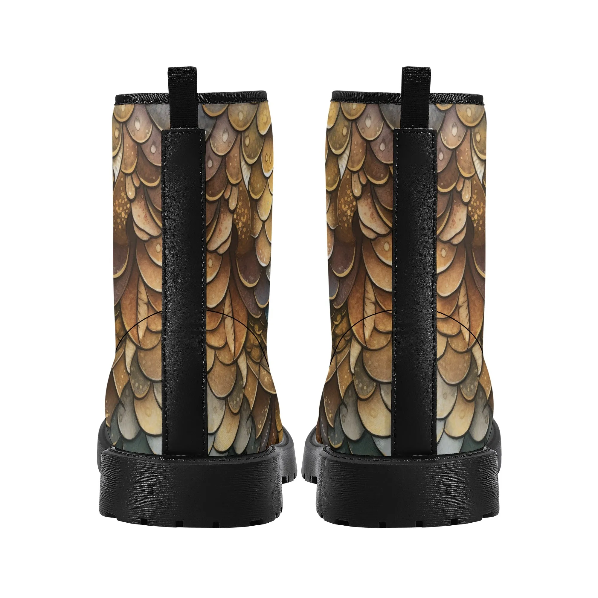 Dragon Scales Brown Blue Womens Vegan Boots