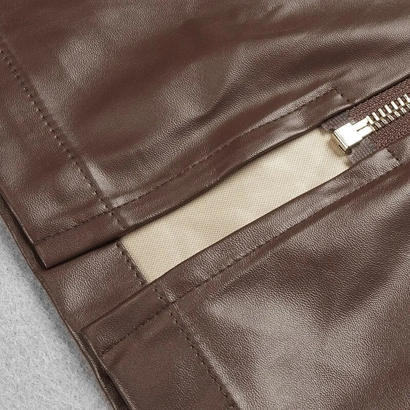 Draped PU LeaTher Midi Dress