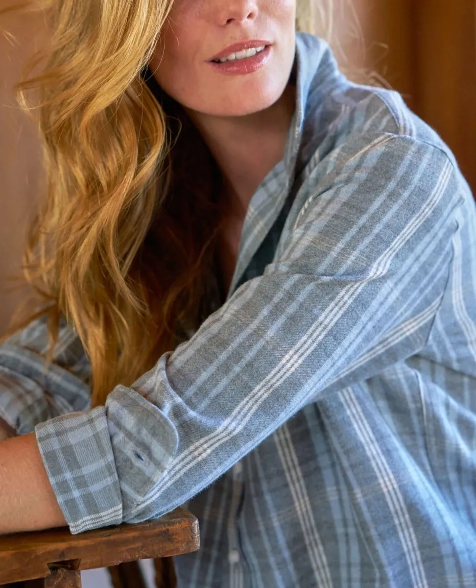 Eileen Relaxed Soft Grey Plaid Flannel