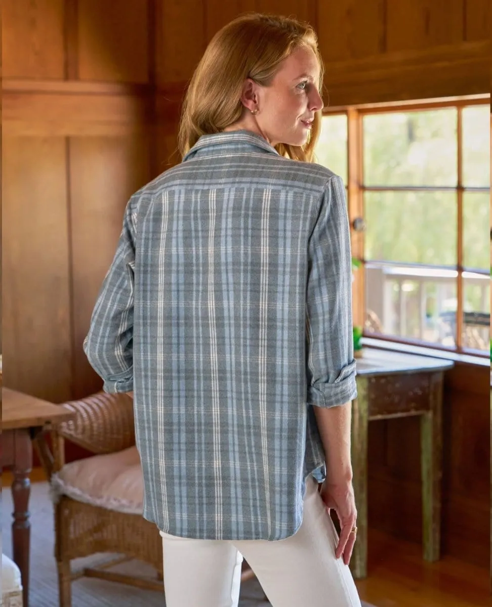 Eileen Relaxed Soft Grey Plaid Flannel