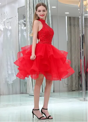 Elasticated Net Red Cocktail Dresses