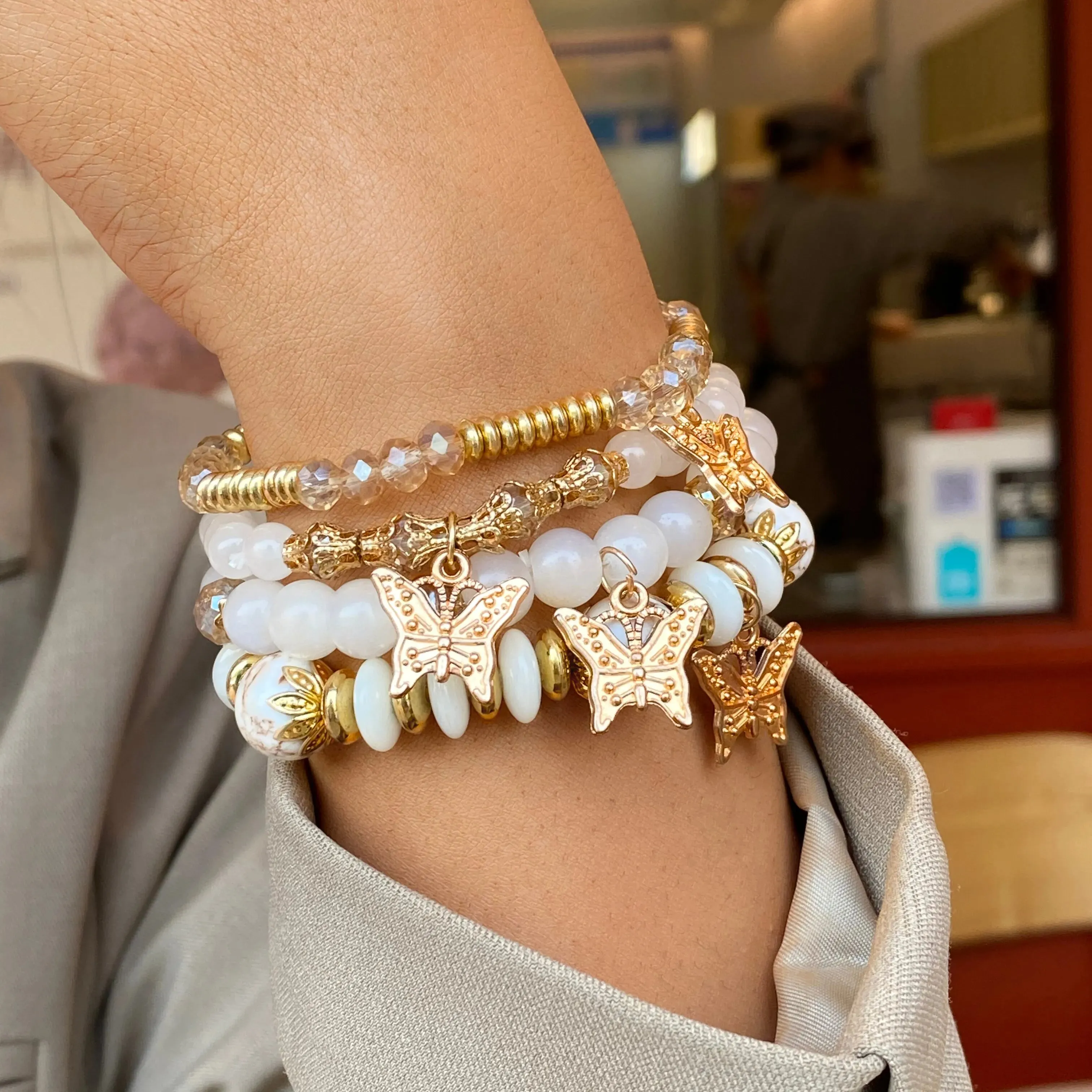 Elegant 4-Piece Beaded Bracelet Set