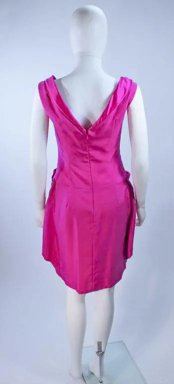 ELIZABETH MASON COUTURE Pink Magenta Bow Cocktail Dress