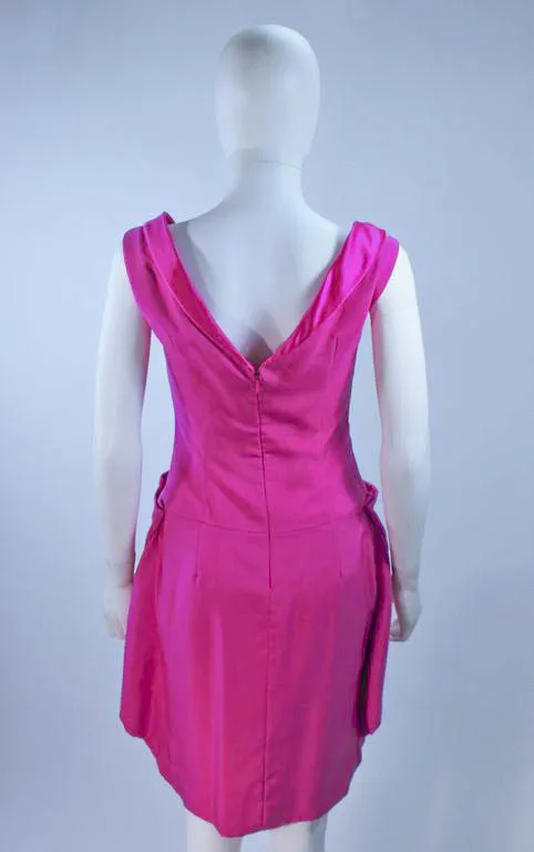 ELIZABETH MASON COUTURE Pink Magenta Bow Cocktail Dress