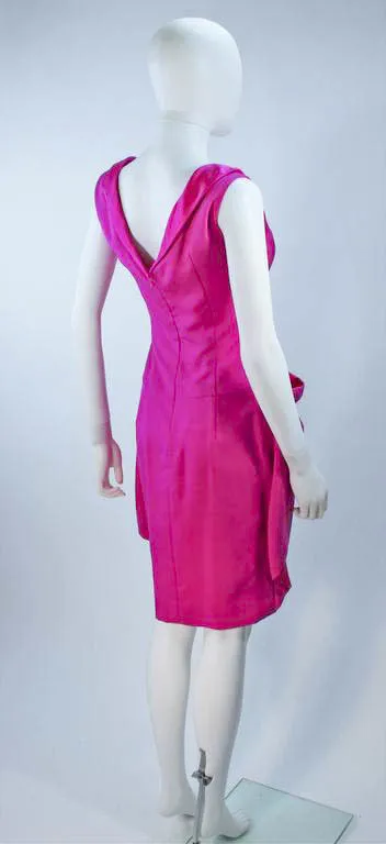 ELIZABETH MASON COUTURE Pink Magenta Bow Cocktail Dress