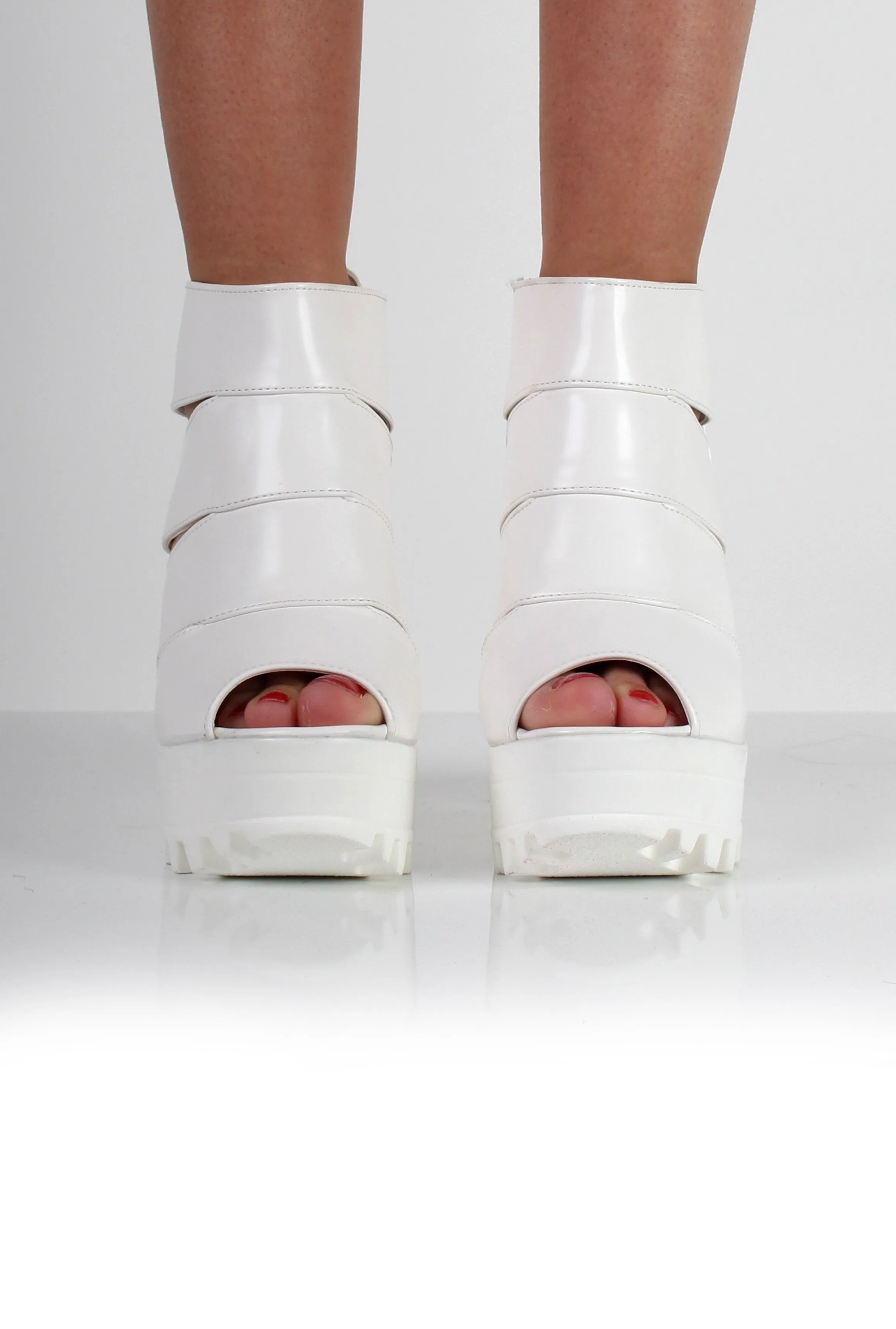 Ella White Cut Out Block Platforms