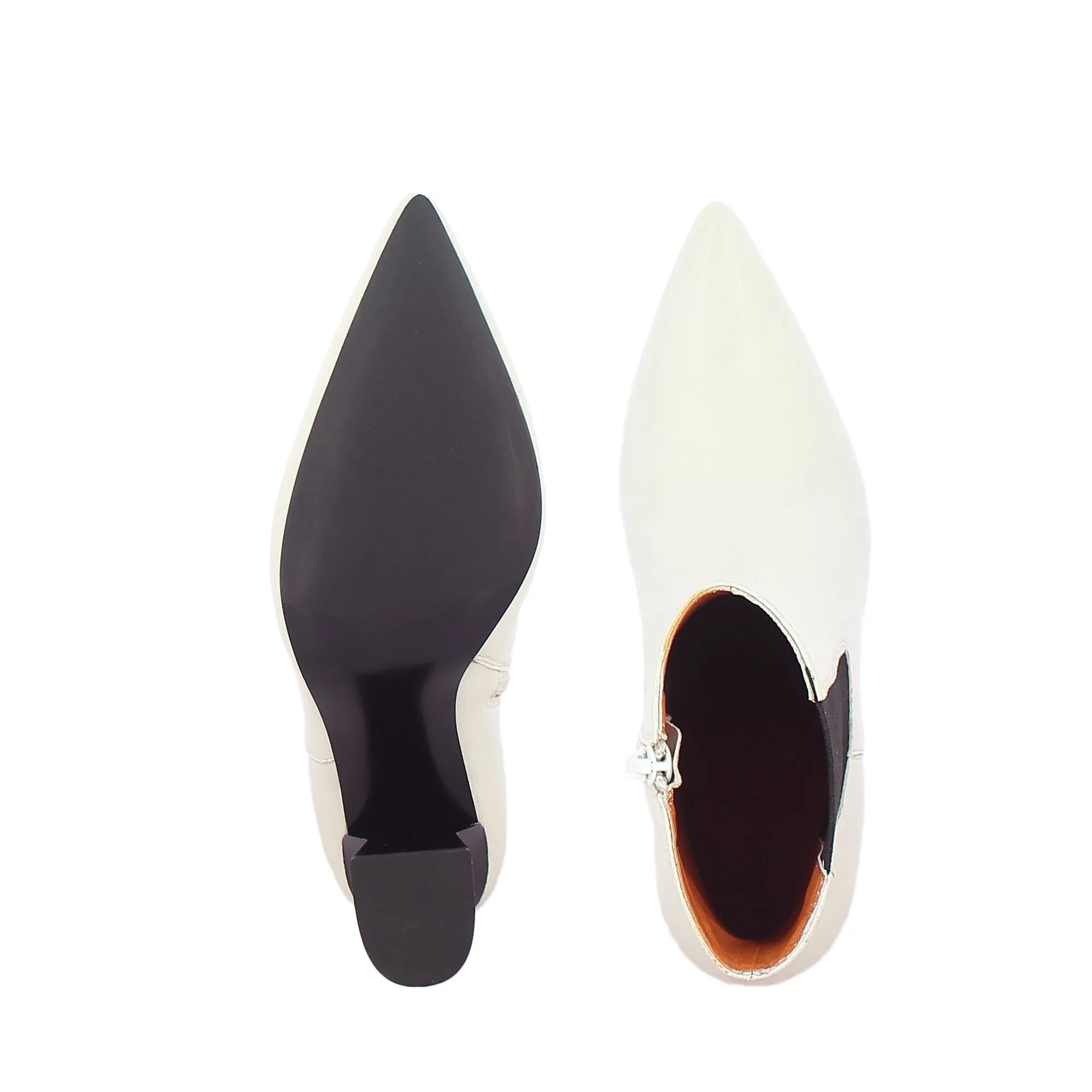 Elliana Nappa Leather Ankle Boots - Off White