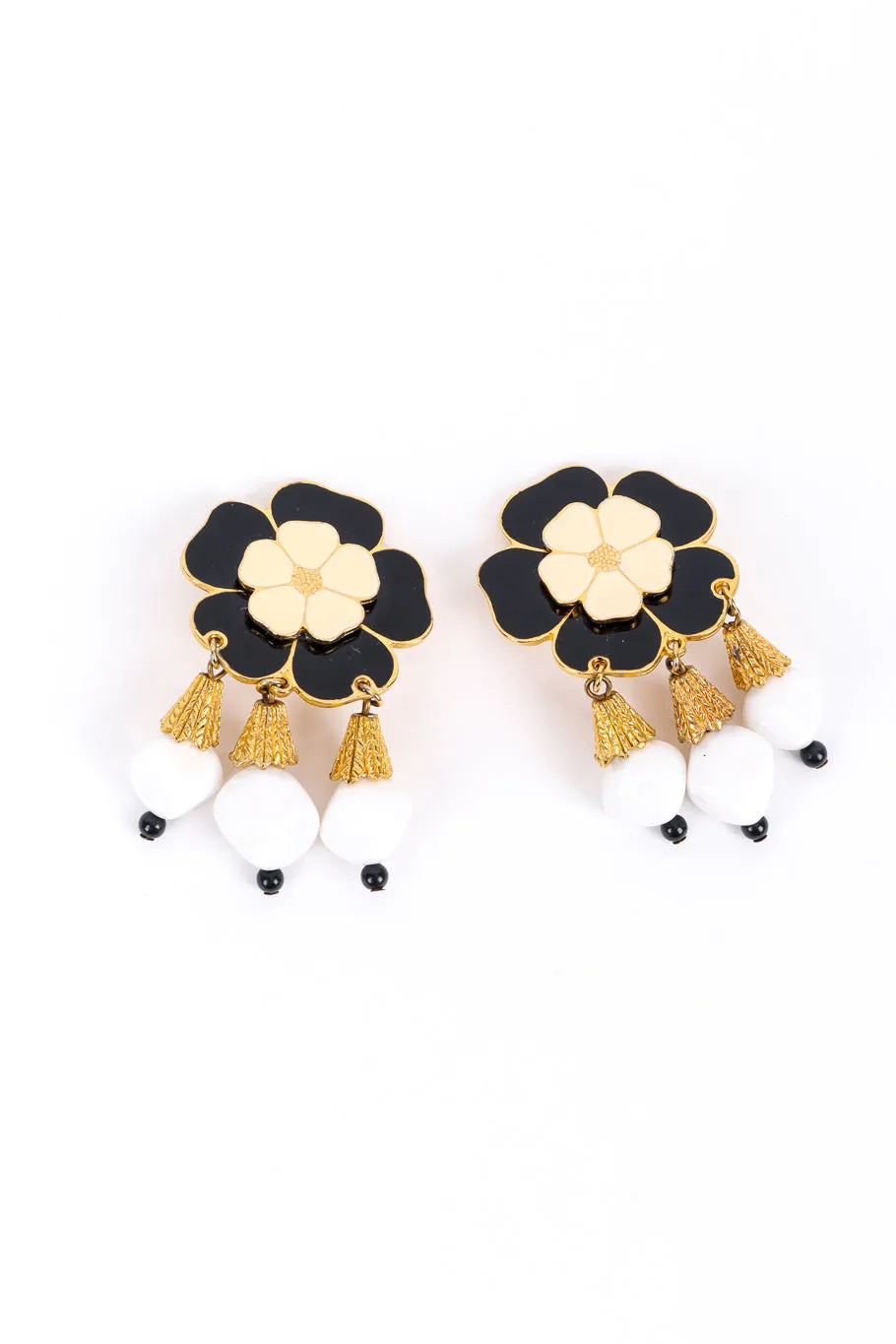 Enamel Flower Dangle Earrings