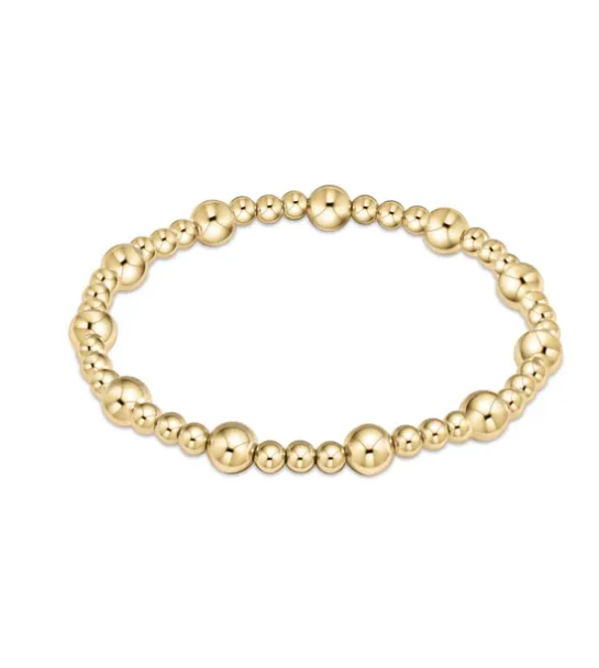 ENewton Classic Sincerity Pattern 6mm Bead Bracelet - Gold