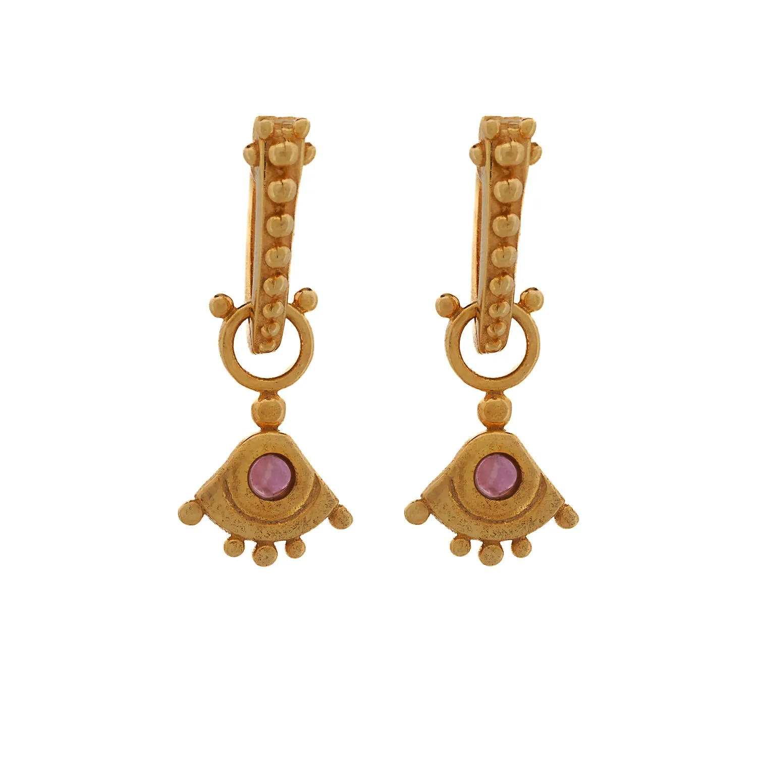 Evil Eye Sterling Silver Tourmaline Gemstone Gold Earring