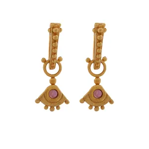 Evil Eye Sterling Silver Tourmaline Gemstone Gold Earring